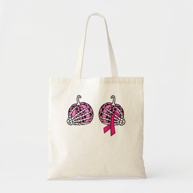 Breast Cancer Awareness Month Pumpkin Halloween Pi Tote Bag (Front)