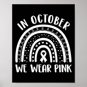 Breast Cancer Awareness Month Rainbow Kids Men And Poster