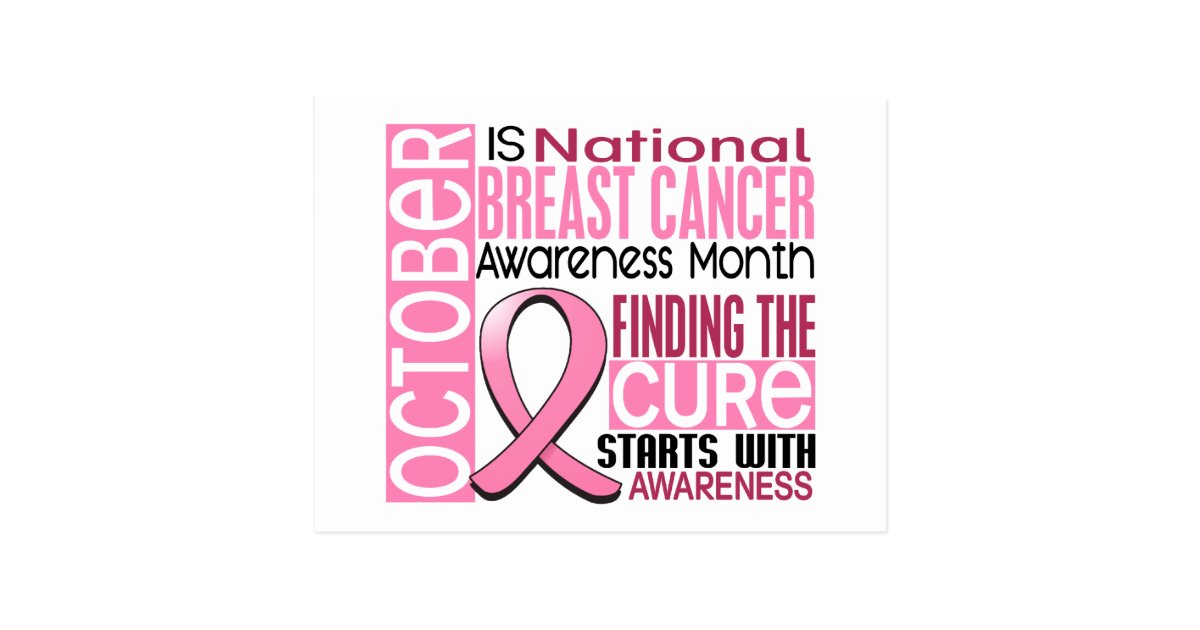 Breast Cancer Awareness Month Ribbon I2 1.5 Postcard | Zazzle.co.uk