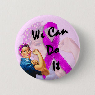 Breast Cancer Awareness Month, Rosie the Riveter 6 Cm Round Badge