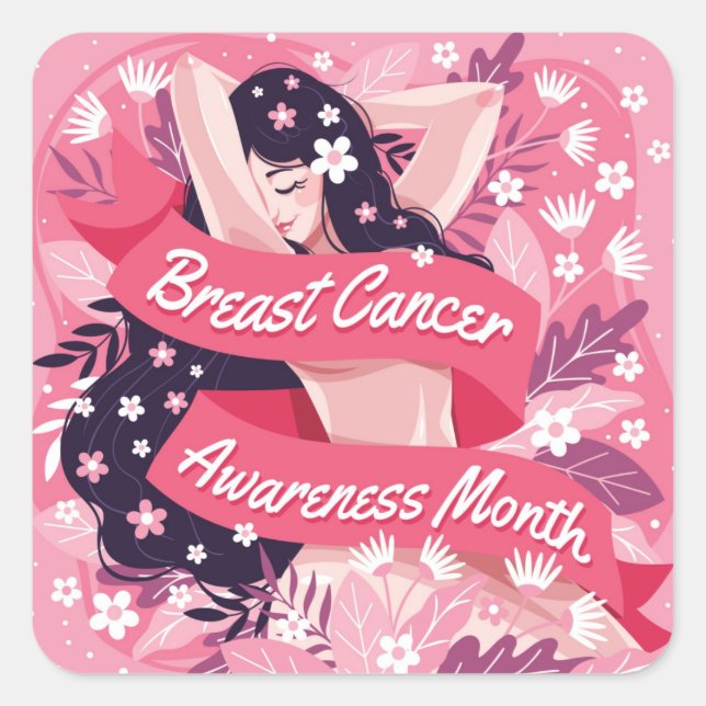 Breast Cancer Awareness Month Square Sticker (Front)