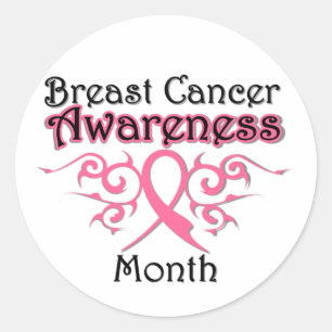 Breast Cancer Awareness Month Tribal Ribbon Classic Round Sticker