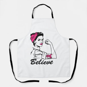 Breast Cancer Awareness Month Women's Believe Pink Apron
