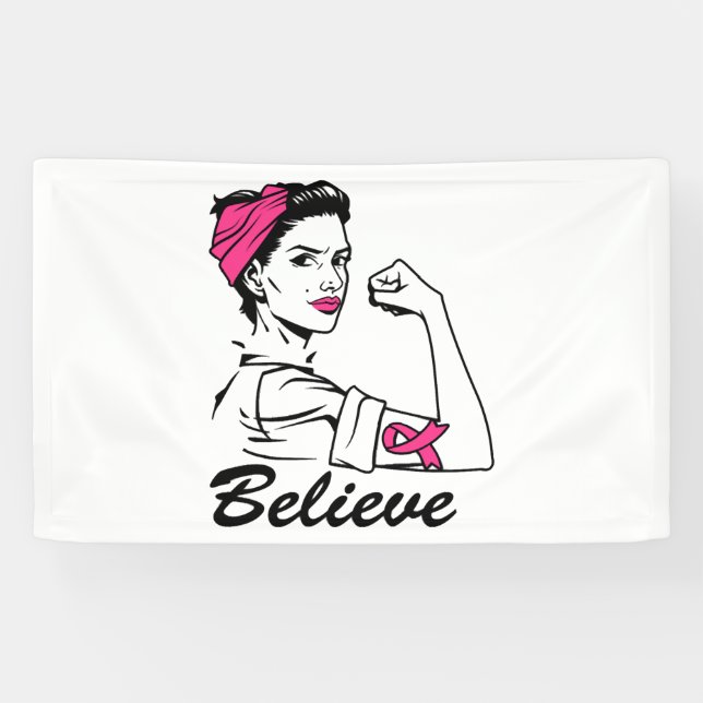 Breast Cancer Awareness Month Women's Believe Pink Banner (Horizontal)