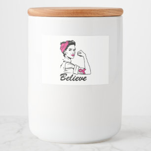 Breast Cancer Awareness Month Women's Believe Pink Food Label