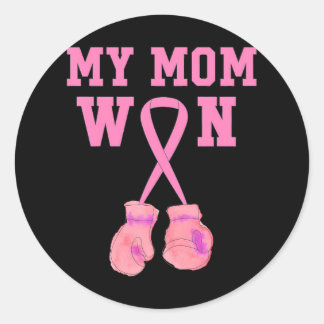 Breast Cancer Awareness My Mum Won Pink Ribbon Classic Round Sticker