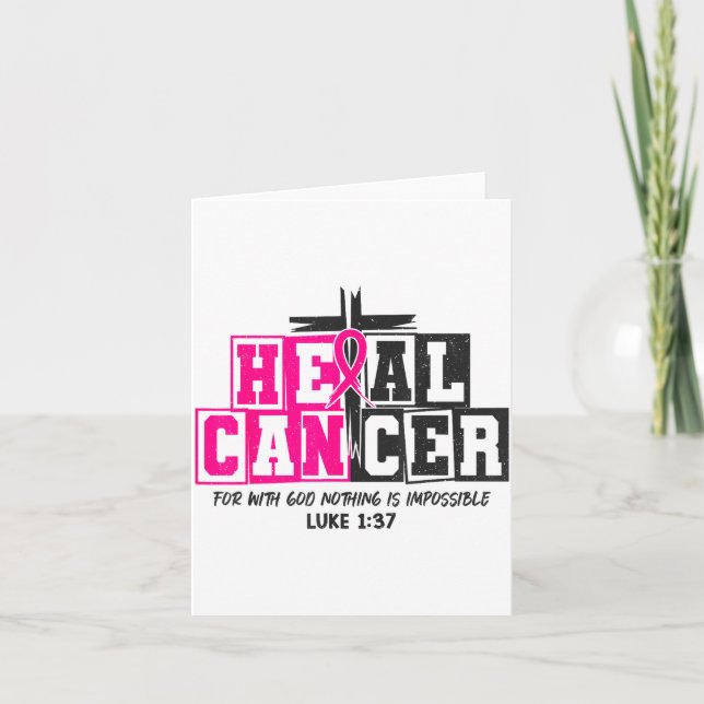 Breast Cancer Awareness Nk Ribbon Heal Cancer Chri Card (Front)
