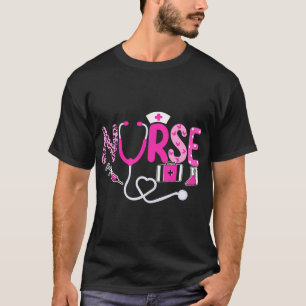 Breast Cancer Awareness Nurse Pink Ribbon T-Shirt