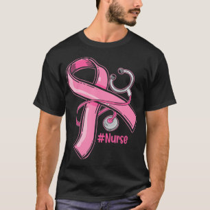 Breast Cancer Awareness Nurse Stethoscope Pink T-Shirt