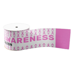 Breast Cancer Awareness Pattern Ribbon Grosgrain Ribbon