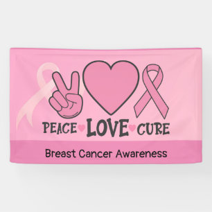 Breast Cancer Awareness Peace Love Cure Pink  Banner