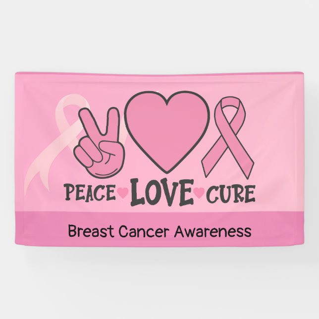 Breast Cancer Awareness Peace Love Cure Pink  Banner (Horizontal)
