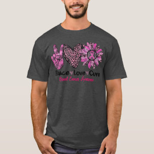 Breast Cancer Awareness Peace Love Cure Sunflower  T-Shirt