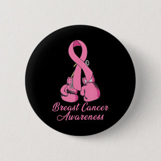 Breast Cancer Awareness Pink Boxing Gloves 6 Cm Round Badge