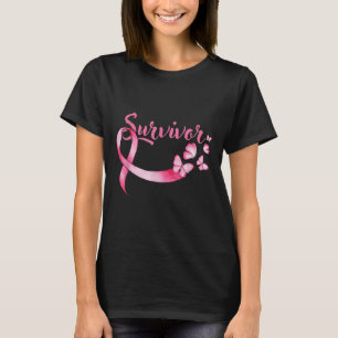 Breast Cancer Awareness Pink Butterflies Band Surv T-Shirt
