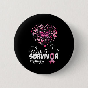 Breast Cancer Awareness Pink Butterfly Heart I'm A 6 Cm Round Badge