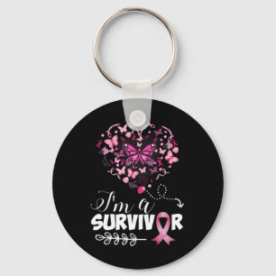 Breast Cancer Awareness Pink Butterfly Heart I'm A Key Ring
