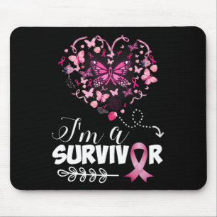 Breast Cancer Awareness Pink Butterfly Heart I'm A Mouse Mat
