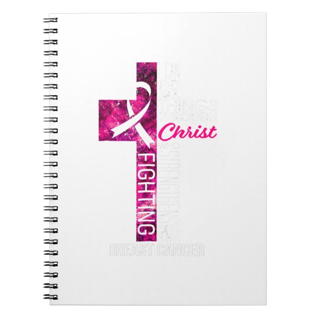Breast Cancer Awareness Pink Cross Christian Notebook (Front)