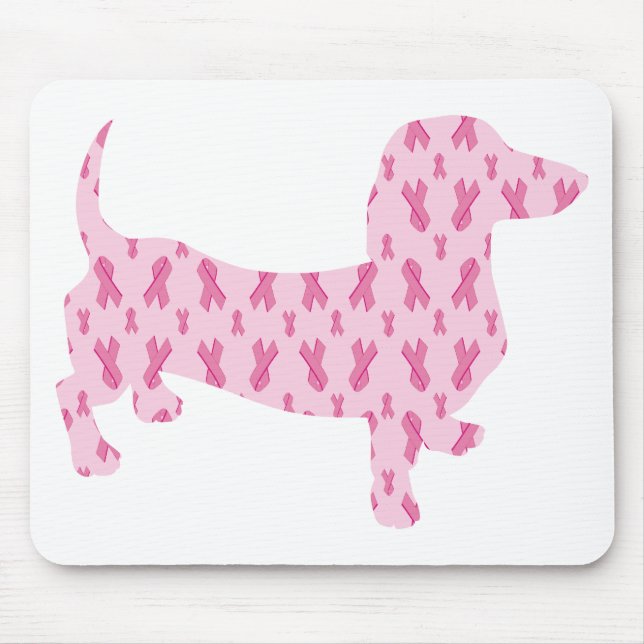 Breast Cancer Awareness Pink Dachshund Mouse Mat (Front)