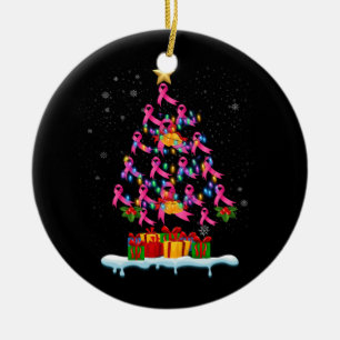 Breast Cancer Awareness Pink Family Matching Chris Ceramic Tree Decoration