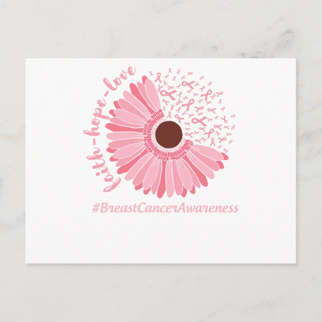 Breast Cancer Awareness Pink Flower Announcement Postcard (Front)
