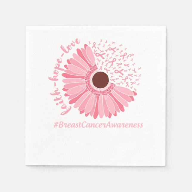 Breast Cancer Awareness Pink Flower Napkin (Front)