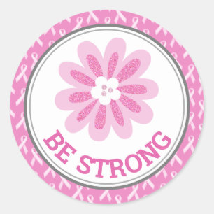 Breast Cancer Awareness Pink Glitter Flower  Classic Round Sticker