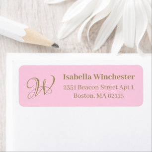 Breast cancer awareness pink gold elegant monogram