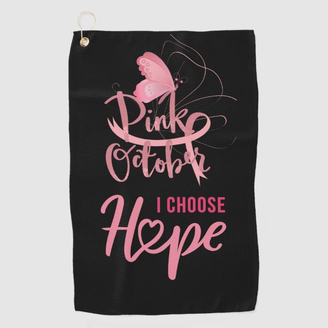 Breast Cancer Awareness Pink October Hope Golf Towel (Front)
