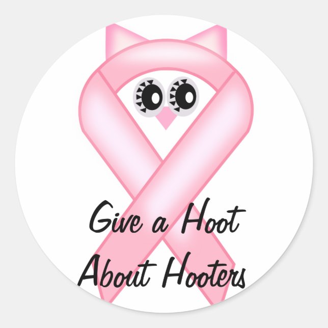 Breast Cancer Awareness - Pink Owl Ribbon Stickers (Front)