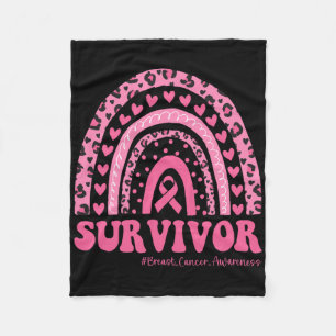 Breast Cancer Awareness Pink Rainbow Breast Cancer Fleece Blanket