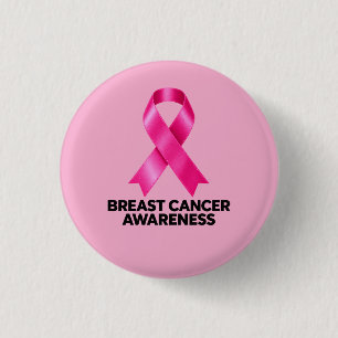 Breast Cancer Awareness Pink Ribbon 3 Cm Round Badge