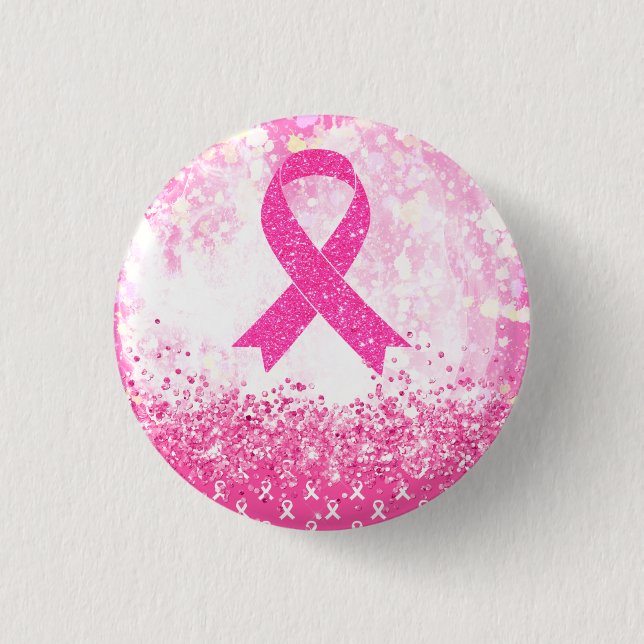 Breast Cancer Awareness Pink Ribbon  3 Cm Round Badge (Front)