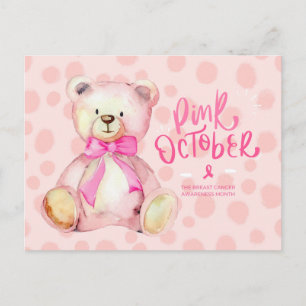 Breast Cancer Awareness Pink Ribbon and teddy bear Postcard