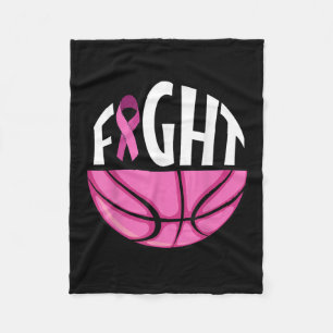 Breast Cancer Awareness Pink Ribbon Basketball Tea Fleece Blanket