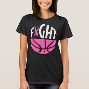 Breast Cancer Awareness Pink Ribbon Basketball Tea T-Shirt