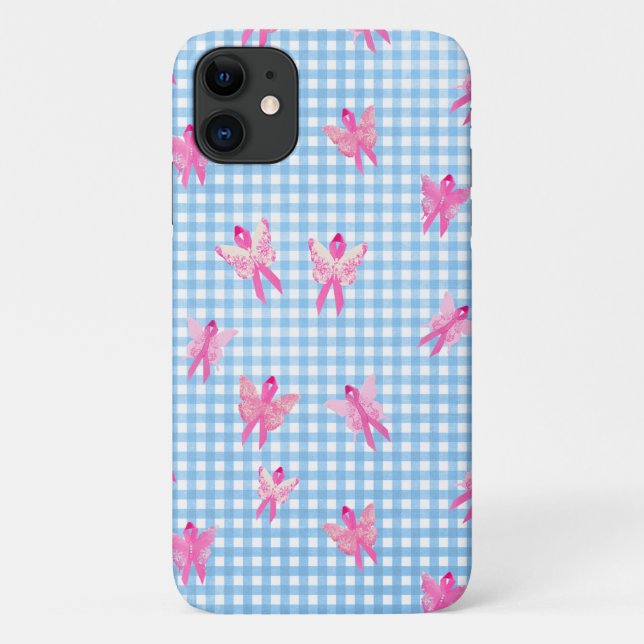 Breast Cancer Awareness pink ribbon butterfly Case-Mate iPhone Case (Back)