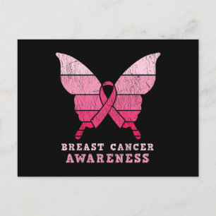 Breast Cancer Awareness Pink Ribbon Butterfly Gift Postcard