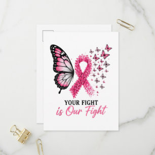 Breast Cancer Awareness Pink Ribbon Butterfly Invitation Postcard