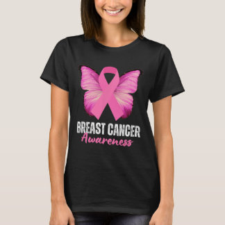 Breast Cancer Awareness Pink Ribbon Butterfly T-Shirt