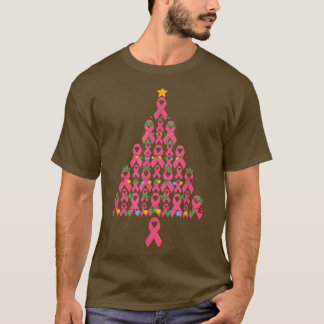 Breast Cancer Awareness Pink Ribbon Christmas Tree T-Shirt
