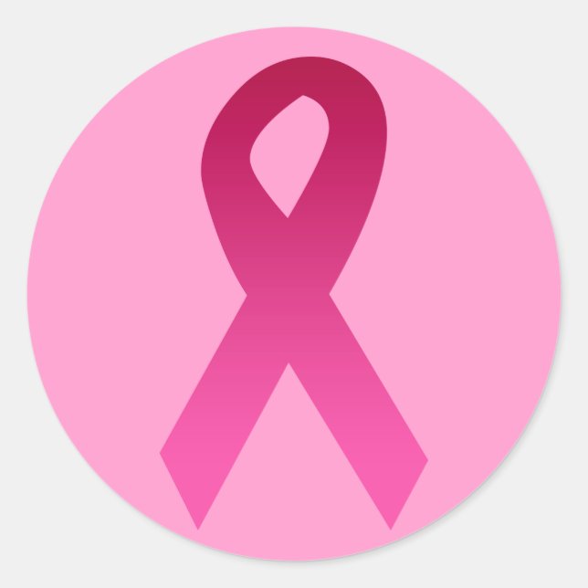 Breast cancer awareness pink ribbon classic round sticker (Front)