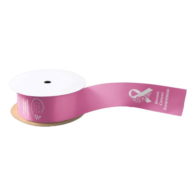Breast Cancer Awareness Pink Ribbon Corporate Logo Satin Ribbon (Spool)