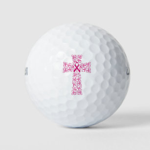Breast Cancer Awareness Pink Ribbon Cross  Golf Balls
