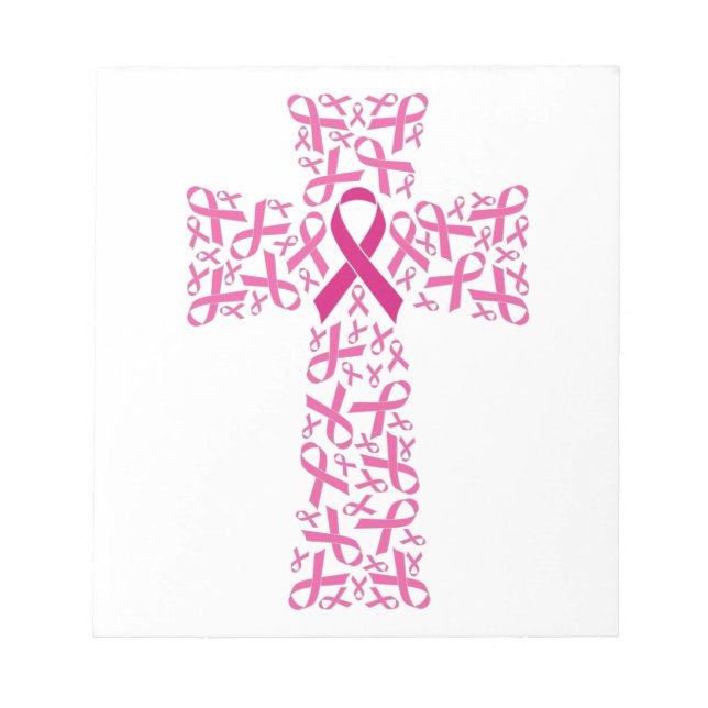 Breast Cancer Awareness Pink Ribbon Cross  Notepad (Front)
