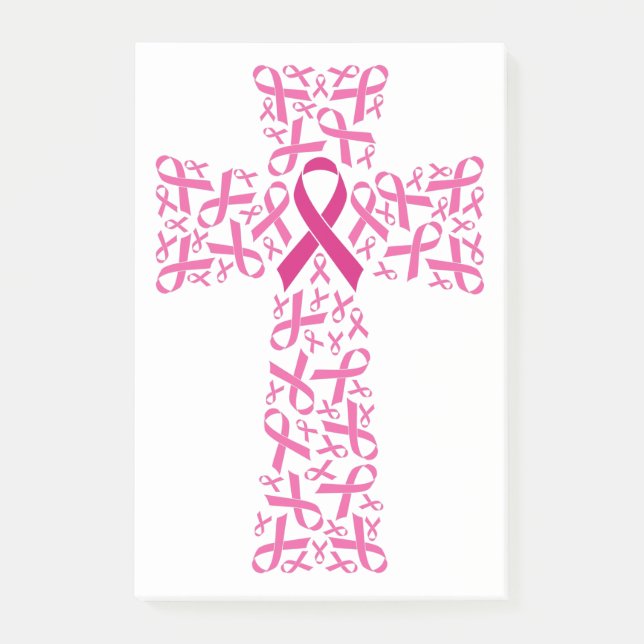Breast Cancer Awareness Pink Ribbon Cross Post-it Notes (Front)
