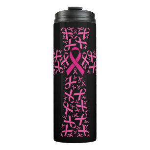 Breast Cancer Awareness Pink Ribbon Cross  Thermal Tumbler