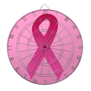 Breast cancer awareness pink ribbon dartboard