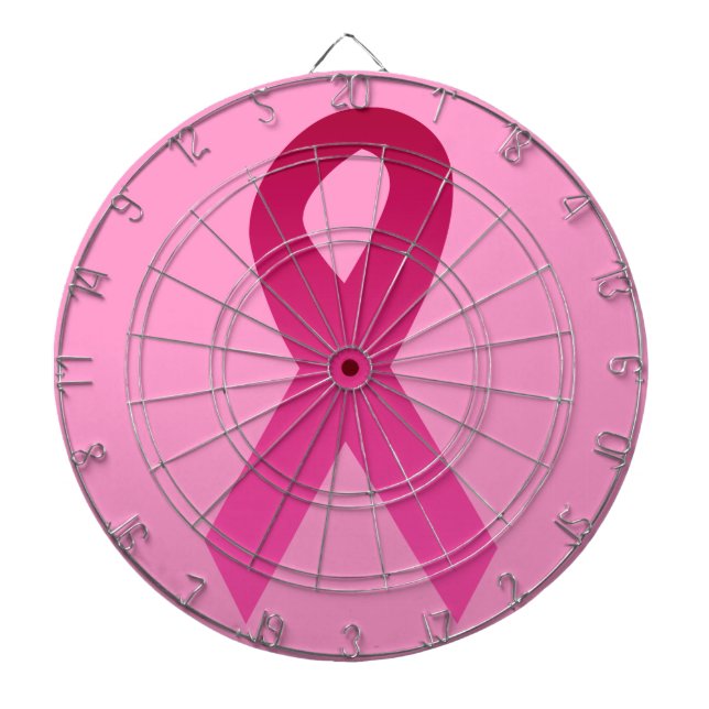 Breast cancer awareness pink ribbon dartboard (Front)